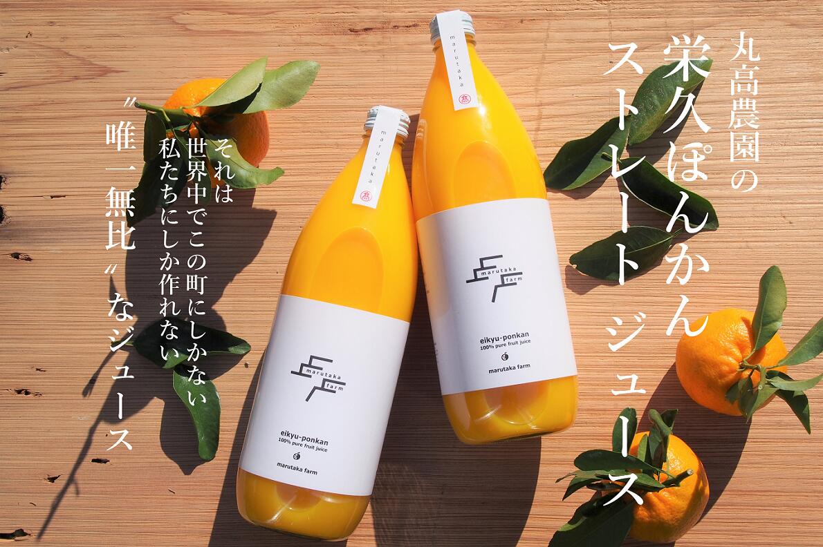 【ふるさと納税】【数量限定】丸高農園の栄久ぽんかんストレートジュース　ポンカン ぽんかん 椪柑 みかん 蜜柑 柑橘 果物 フルーツジュース 果汁100％ 添加物不使用 1L 伊豆 松崎