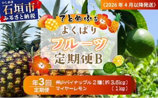 《2026年4月以降発送》果物好きにおすすめ！希少なパイナップル2品種＆青切りマイヤーレモンの定期便　年3回に分けてお送りします