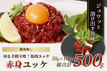 鮮馬刺し 赤身ユッケ 10個 セット 約500g ＜50g×10パック＞ お手軽 冷凍 小分け 031-0496