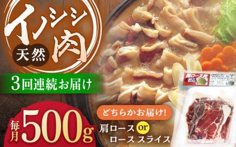 【3回定期便】ジビエ 天然イノシシ肉 肩ロース ＆ ロース スライス500g【照本食肉加工所】 [OAJ038]