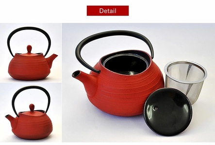 南部鉄器 ティーポット刷毛目0.6L（レッド） 雑貨 日用品 工芸品 装飾品