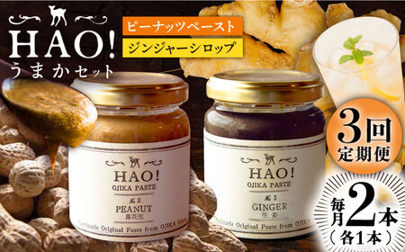 【3回定期便】＜HAO!うまかセット＞ ピーナッツペースト＆ジンジャーシロップ 各1本   [DAA041] 落花生 ピーナッツ