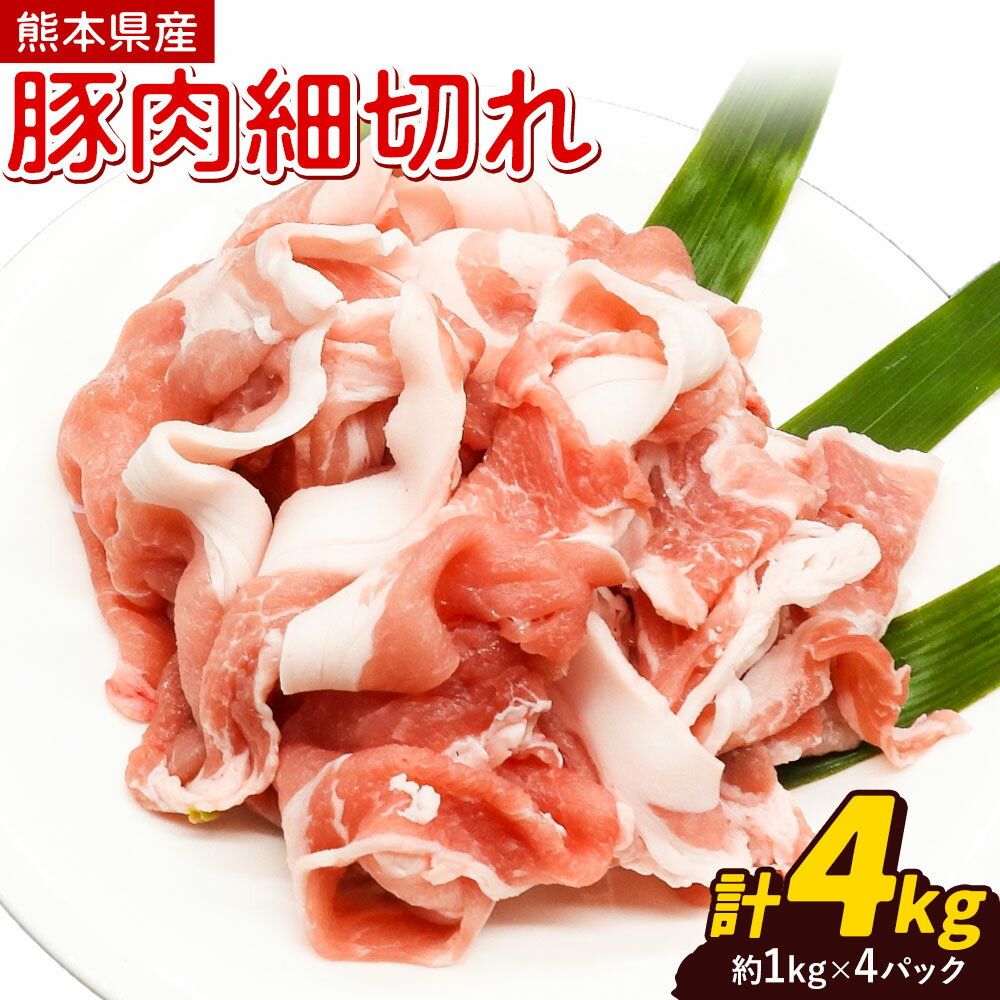 【ふるさと納税】熊本県産 豚肉細切れ 合計 約4kg 約1kg × 4袋 植田商事有限会社《30日以内に出荷予定(土日祝除く)》 熊本県 菊池市 小間切れ 豚肉 スライス お肉 熊本県産 九州産 国産 冷凍 送料無料