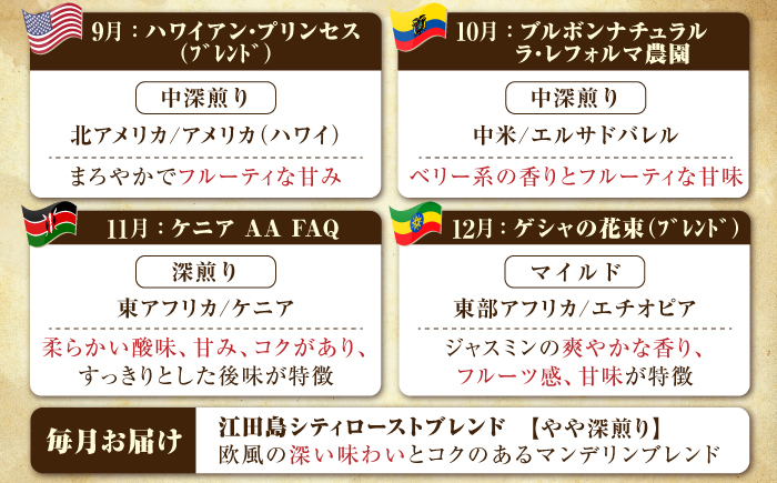 【全12回定期便】コーヒー 珈琲 島の焙煎所おすすめ『江田島シティローストブレンド』コーヒー豆/粉 全13種 コーヒー 珈琲 自家焙煎 ドリップ ブレンド 広島県産 江田島市/Coffee Roast