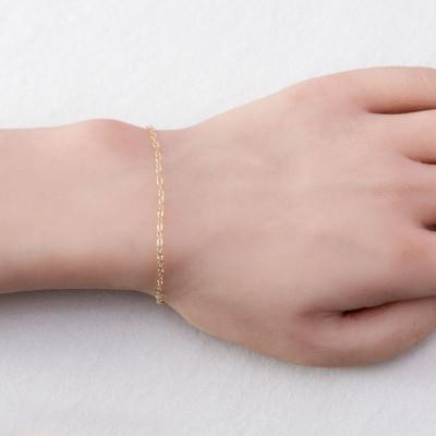 ふるさと納税 大津市 【K10イエローゴールド ペダルSチェーンブレスレット】17cm 可愛いが続く 上品アクセサリー |  | 01