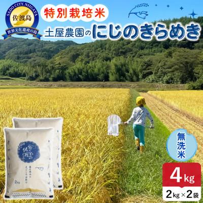 ふるさと納税 佐渡市 【新米予約】令和8年産 佐渡島産にじのきらめき 無洗米4Kg 土屋農園 農家直送 特別栽培米