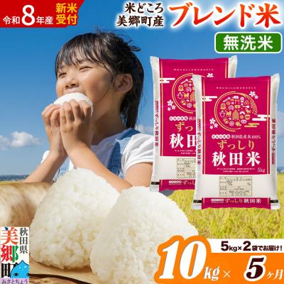 ふるさと納税 美郷町 新米受付 《定期便5ヶ月》ブレンド米【無洗米】精米 10kg|01_ssn-011005ms