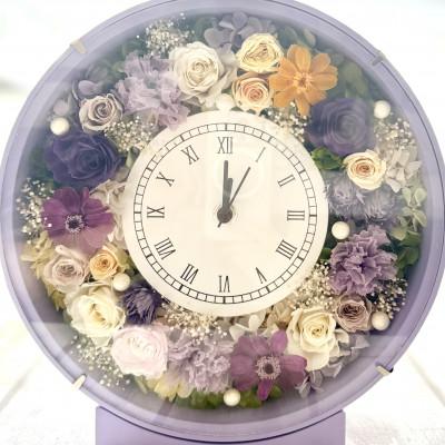 ふるさと納税 豊能町 プリザーブドフラワー　花時計　紫 |  | 02
