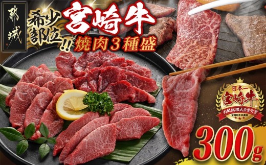 
                  牛肉好き必見!宮崎牛希少部位の焼肉☆お楽しみ3種盛(100g×3種)_14-J702_(都城市) 宮崎県産 宮崎牛 希少部位イチボ ランプ ミスジ トモサンカク シンシン クリ から厳選 100g×3種 焼肉用 
                