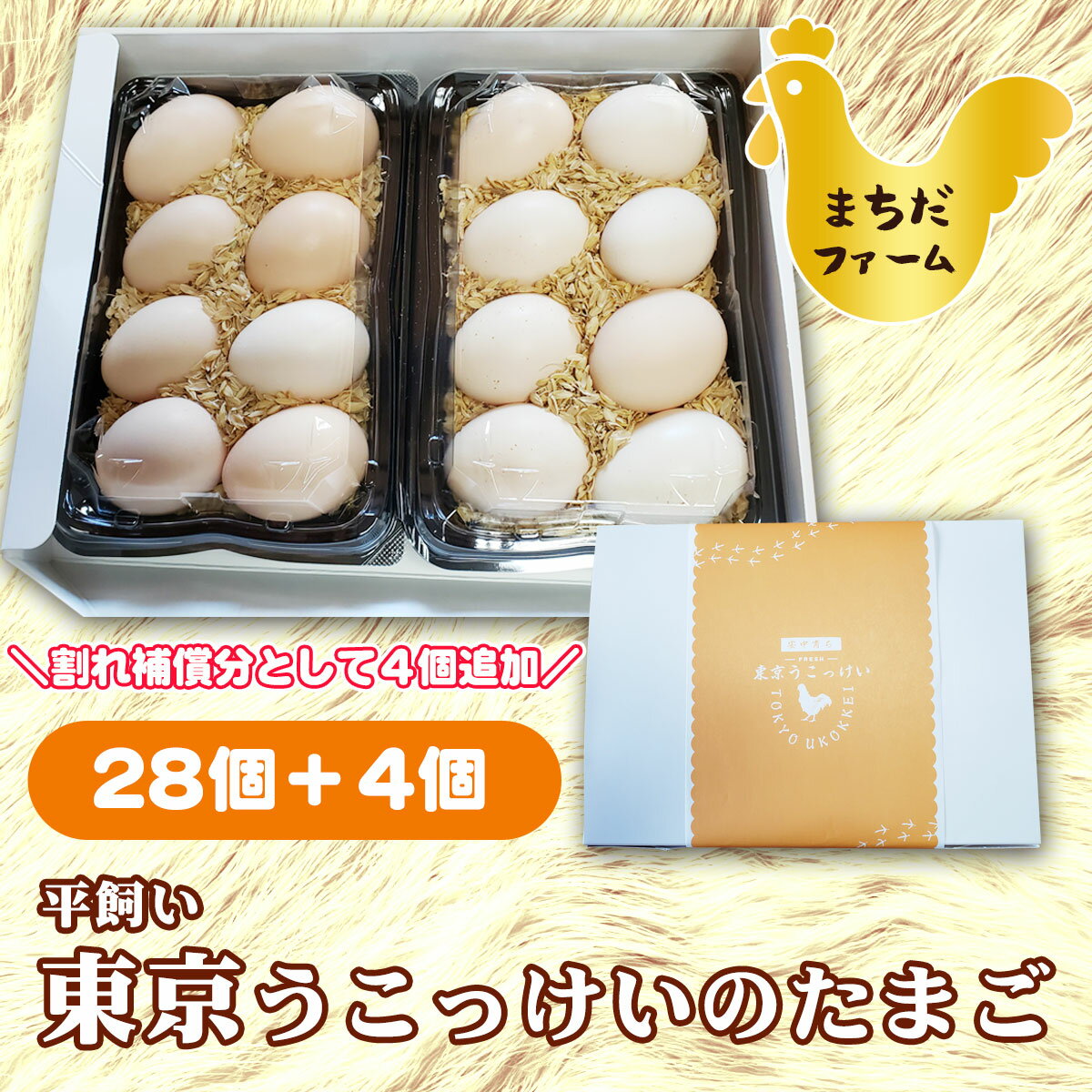 【ふるさと納税】平飼い 東京うこっけいのたまご 28個＋4個／ たまご 卵 egg 烏骨鶏 平飼い 貴重 希少 濃厚 お取り寄せ 送料無料 群馬県
