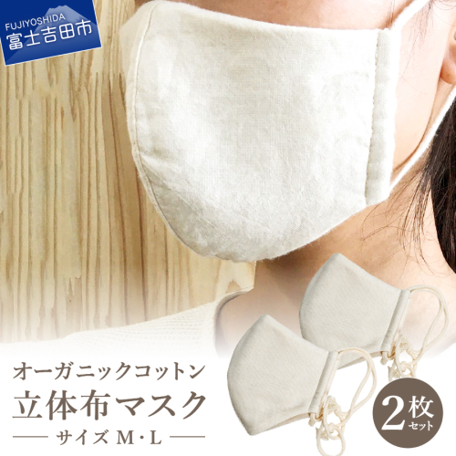 オーガニックコットンの立体布マスク 立体マスク 大人用 2枚セット