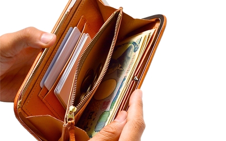 信州鹿革：がま口長財布 隠し口金 DDG-100 / キャメル｜ 長財布