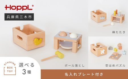 HOPPL（ホップル） スタッキングボックストイ ひこうき（型はめパズル） メッセージプレートなし（シンプルプレート）