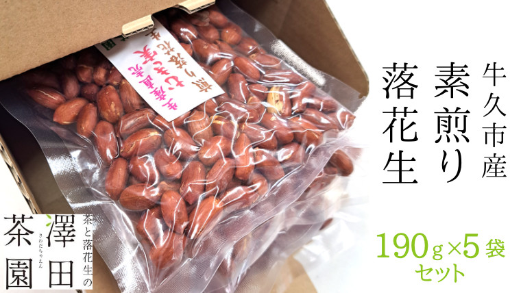 
牛久市産 素煎り 落花生 （ むき実 ）190g × 5袋 セット 計950g 詰合せ 豆 塩分 おつまみ お菓子 素焼き ナッツ 殻なし マメ まめ 料理 お茶漬け
