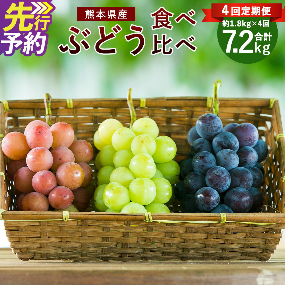 【ふるさと納税】 ＜ R8年熊本地震復興支援 ＞ 【4回定期便】ぶどう食べ比べ （7月・8月・9月・10月）シャインマスカット ピオーネ 種無しぶどう 巨峰 フルーツ 果物 葡萄 ブドウ 先行予約 送料無料 【2027年7月下旬～10月下旬迄順次発送予定】