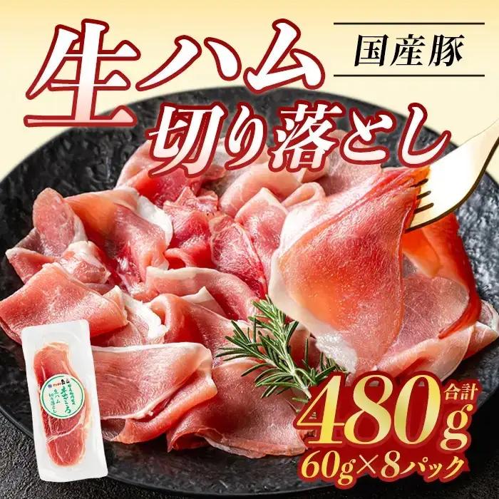 【ふるなび限定】＜2026年9月中に発送予定＞国産 豚 生ハム 切り落とし 60g×8P(計480g) おつまみ 小分け 【ナンチク】A1106-09 FN-Limited-VO