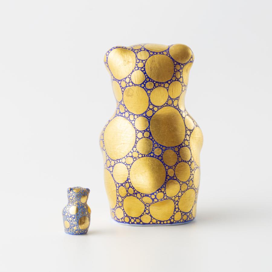 ＜momoco＞有田焼　momoco bear【小野鉄兵　金襴手ドット青】