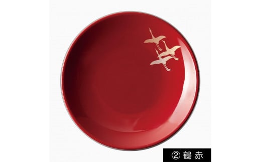 ［鶴 赤］紀州漆器 塗りの豆皿 ぬりもん de Poterie 1個 食器 お皿 プレート