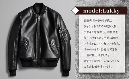 【Nappa Leather仕様】レザージャケット　[model:Lukky]　ジャケット 革 皮革 レザー 皮製品 レザー製品 シープスキン シープレザー メンズ パキスタン L：ブラック
