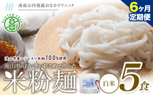 【毎月定期便6回】米粉麺 国産 流山のおいしいおこめで作った米粉麺 1食120g 5食 グルテンフリー 米粉 お米の麺 パスタ ラーメン 中華 そうめん アレルギー対応 麺 米粉 常温 長期保存 千葉県 流山市 こしひかり ライスヌードル ヘルシー