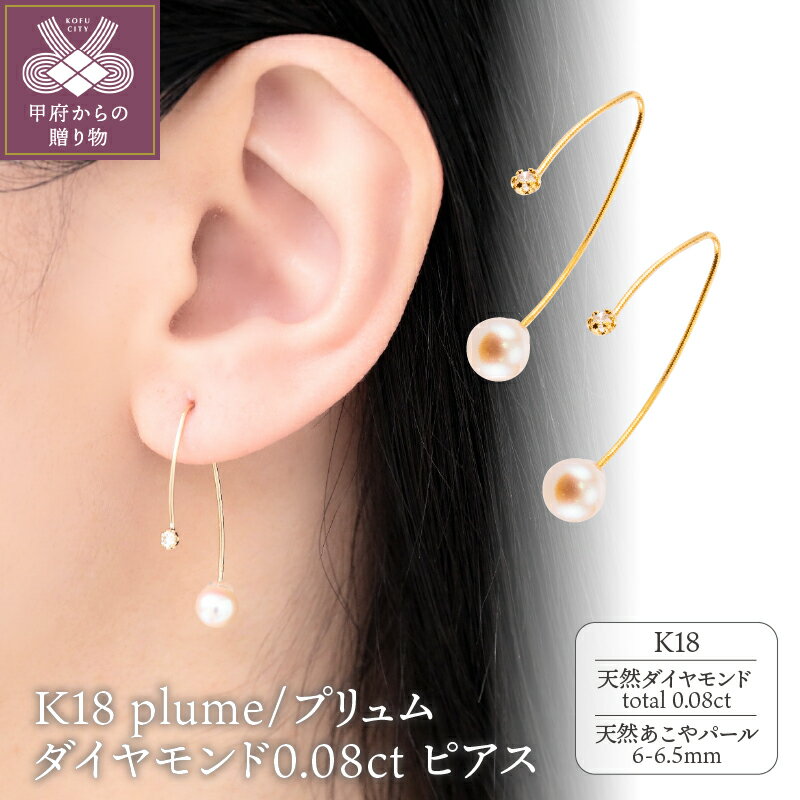 【ふるさと納税】＜ 甲府ジュエリー ＞ ピアス ダイヤモンド あこやパール ジュエリー アクセサリー シンプル レディース おしゃれ フック 0.08カラット 2WAY ギフト プレゼント 誕生日 ジュエリーケース付 保証書付 k107-073