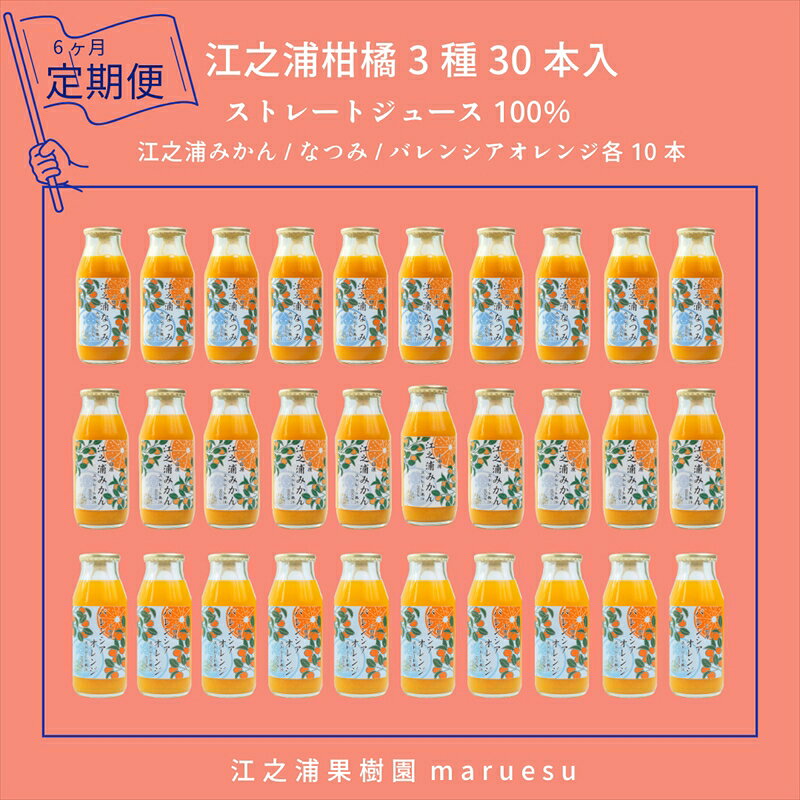【ふるさと納税】【定期便 6回】 小田原産江之浦みかんジュース3種のみくらべ30本セット うんしゅう・なつみ・バレンシアオレンジ100％ストレートジュース180ml各10本合計30本
