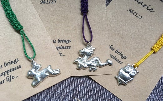 
                  手作り銀細工 ふくろう・干支ストラップのセット【銀細工体験工房 Marie（マリー）】
                