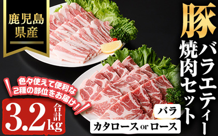 鹿児島県産 豚 バラエティー 焼肉 セット 豚肉 (合計3.2kg) 【ハピネス】A932