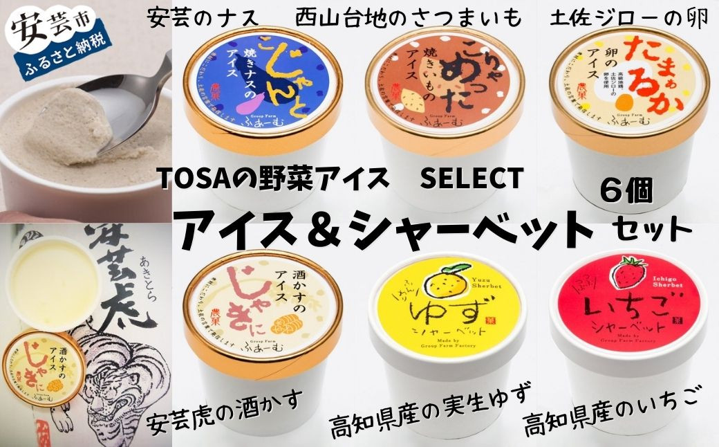 
30-04 TOSAの野菜アイス！SELECT アイス＆シャーベット 6個セット
