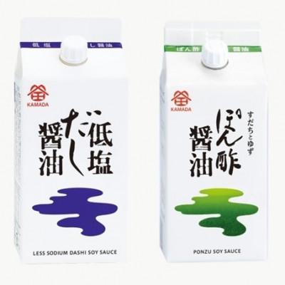 ふるさと納税 坂出市 鎌田醤油　低塩だし醤油200ml【5本入】&amp;ぽん酢醤油200ml【5本入】