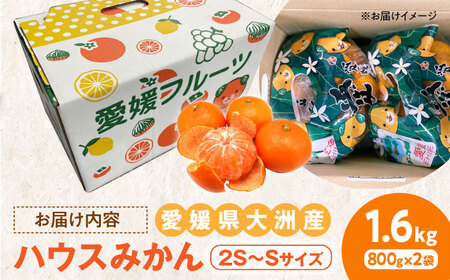 【7月下旬より順次発送】口いっぱいに広がる甘さ！大洲産ハウスみかん（2SからSサイズ）800g×2袋 愛媛県大洲市/沢井青果有限会社 [AGBN020]果物みかん果物みかん果物みかん