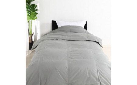 国産 羽毛掛け布団 2枚合わせ シングル 合掛布団0.8kg/肌掛布団0.3kg オールシーズン対応 グレー