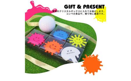 顔型蛍光色ゴルフマーカー(Splashフェイスシリーズ) オリジナルマーカー作成 ゴルフ用品 ギフト プレゼント 記念 おしゃれ ゴルフ好き 千葉市 千葉県 ブルー