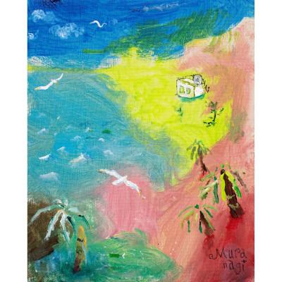 ふるさと納税 石岡市 ムラナギ絵画 No.1401 『 優しい風の吹く海辺 』