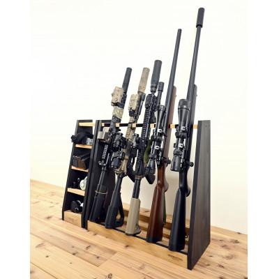 ふるさと納税 横手市 WOOD WORKS ガンラック ライフルスタンド 5丁掛【本体:ライトブラウン×ブラックウッド】 |  | 01
