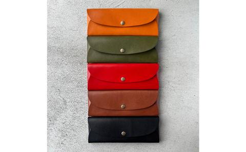 本革 ノンステッチのペンケース 栃木レザー　レッド