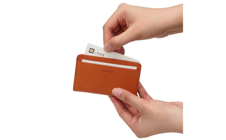 シンプル 名刺入れ キャメル 財布 さいふ 革 革製品 レザー 牛革 ギフト プレゼント おしゃれ ウォレット シンプル ファッション 北海道 赤平 ＜名入れ無＞