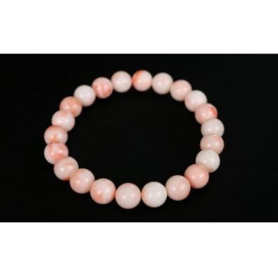 ふるさと納税 室戸市 ピンクサンゴ 丸玉ブレスレット [大サイズ玉]