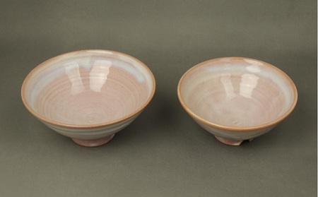 萩焼　萩紫夫婦飯碗｜HG000618