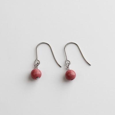 ふるさと納税 野田村 バラ輝石　ピアス(シルバー)