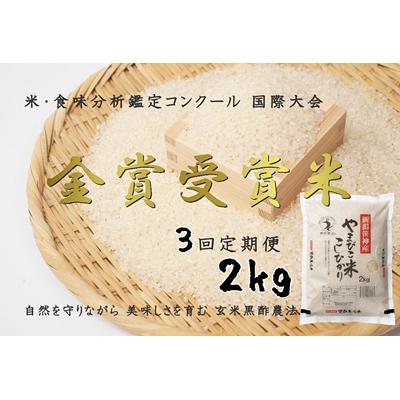 ふるさと納税 阿賀野市 【令和8年産新米先行受付】【3回定期便】玄米黒酢農法コシヒカリ「やまびこ米」2kg(白米)
