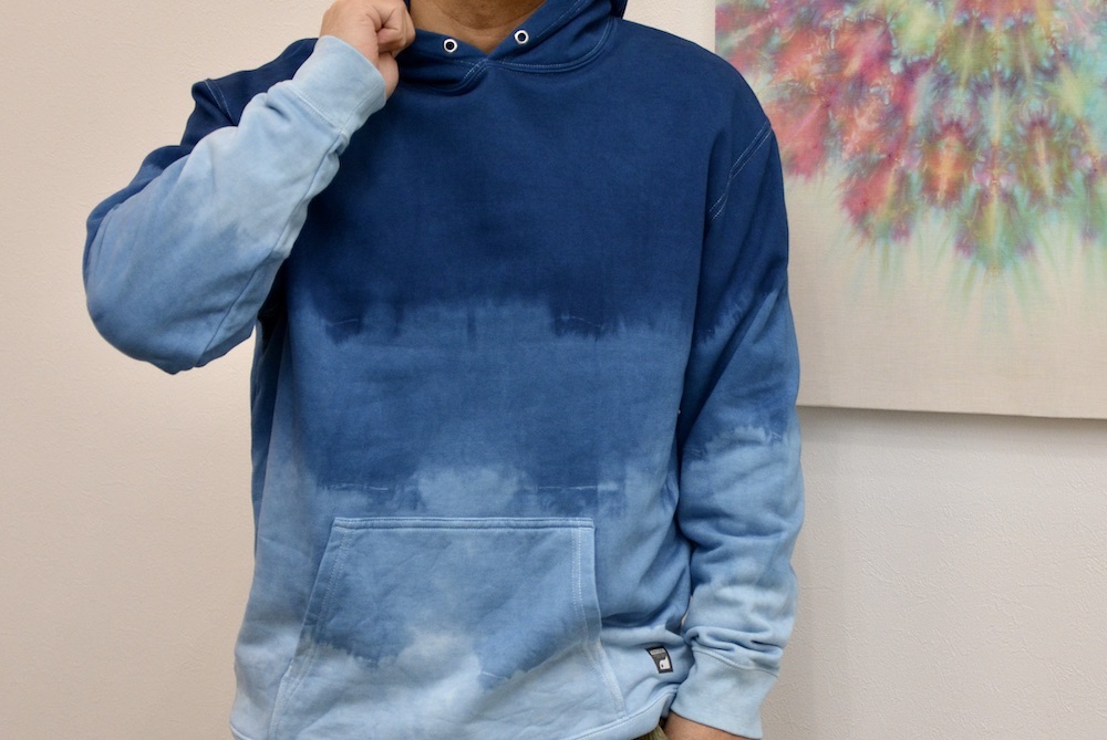 黒部の名水染めタイダイ藍染めパーカーE　Mサイズ