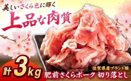 肥前さくらポーク 切り落とし 500g × 6パック 計 3kg 切り落とし 豚 豚肉 大容量 吉野ヶ里町/上場食肉 [FDQ007]