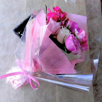 ふるさと納税 杵築市 『天使のバラ』薔薇だけのミニ丈ブーケ(ピンク系)Sサイズ |  | 01