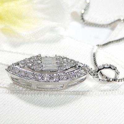 ふるさと納税 甲府市 天然ダイヤモンド ペンダントネックレス マーキスタイプ【1.00ct】PT900 ZPN-106 |  | 01