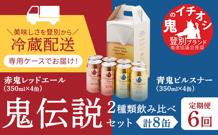 ビール 定期便　6カ月　鬼伝説　青鬼ピルスナー・赤鬼レッドエール　各4本