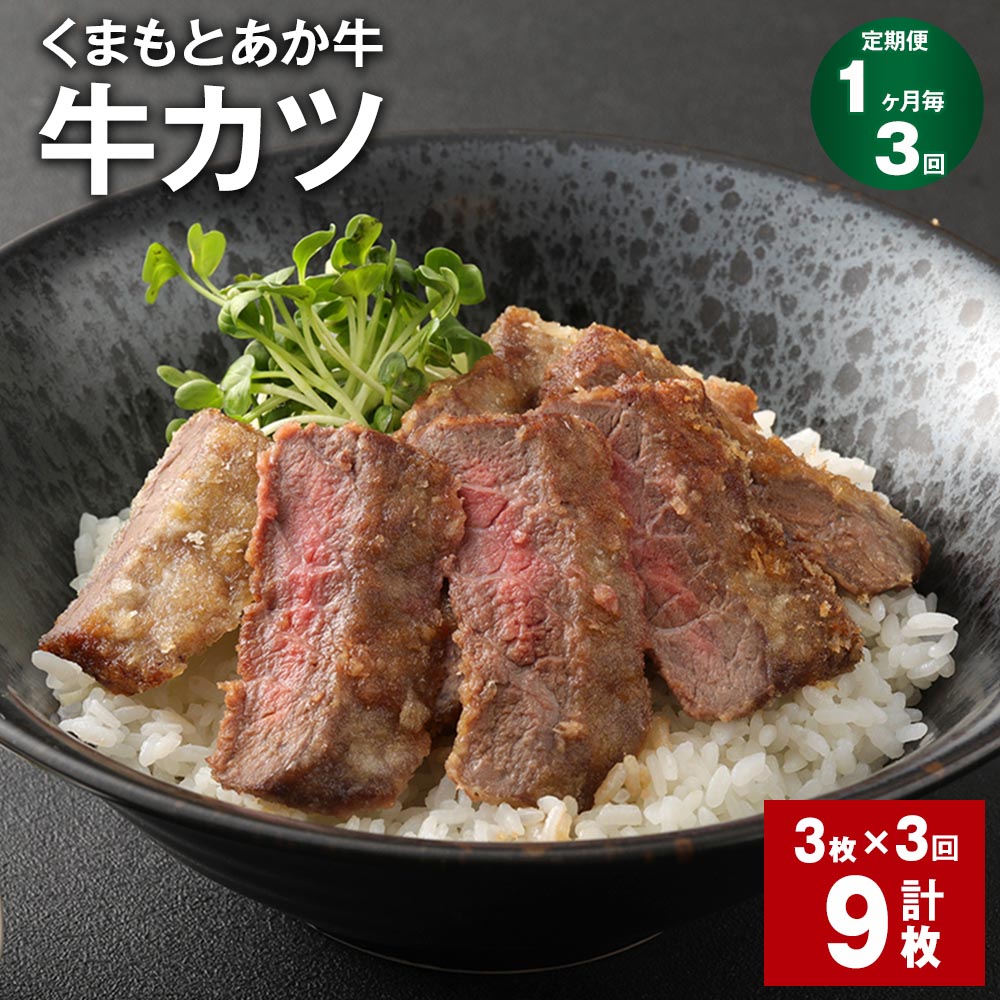 【ふるさと納税】【定期便】【1ヶ月毎3回】大人気！くまもとあか牛 牛カツ 計9枚（3枚×3回）牛肉 お肉 肉 ブランド牛 かつ カツ 惣菜 揚げ物 おかず 和牛 九州 国産 冷凍 熊本県 上天草市 送料無料