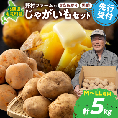 【先行予約】2026年9月下旬発送 北海道産 じゃがいも食べ比べセット 「きたあかり・男爵」 5kg  ジャガイモ 芋 いも 秋野菜 季節の野菜 直送農場 北海道雨竜町産 サイズ混同 野菜 U012-