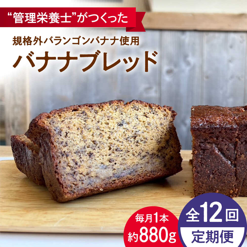 【ふるさと納税】【全12回定期便】バナナブレッド 1本丸ごと約880g ばなな 手作り ぱん パン 朝食 もったいない 化学合成農薬不使用 バランゴンバナナ【earth7716factory】[ASBV008]