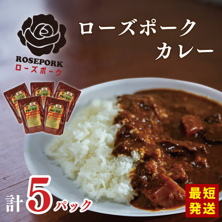 【ふるさと納税】★最短発送★【ローズポーク】カレー5袋｜カレー レトルトカレー ローズポーク ローズポークカレー レトルト レトルトパック 銘柄豚 簡単 備蓄 最短発送　スピード発送 茨城県 行方市 送料無料(DT-45)